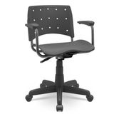 Cadeira Secretaria Giratoria Ergoplax Preta Com Braço - Plaxmetal