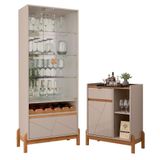 Sala De Jantar Bari Com Cristaleira E Aparador Bar Off White/cedro - Casa D Off White/cedro