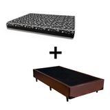 Cama Box Solteiro 88 Tecido Sintético Marrom Com Colchão Belize Bello Box - D33 Preto 57x88x188