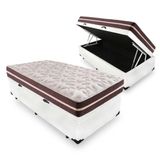 Cama Box Baú Solteiro 88 Tecido Sintético Branco Com Colchão Little Angel - Bello Box - Mola Superlastic 62x88x188cm