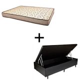 Cama Box Baú Solteiro 88 Tecido Sintético Preto Com Colchão 88 Flórida Bello Box - 100% Espuma - D26 Cinza