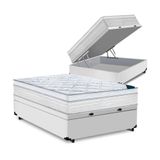 Cama Box Baú Casal Tecido Sintético Branco Com Colchão Toronto Molas Ensacadas Branco D33