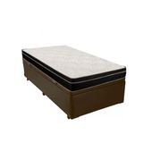 Cama Box Baú Solteiro 88 Tecido Sintético Marrom Com Colchão Paris De Molas Ensacadas Preto 66x88x188