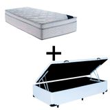 Cama Baú Solteiro 88 Tecido Sintético Branco Com Colchão Toronto Molas Ensacadas Branco D33