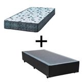 Cama Box Solteiro 88 Tecido Sintético Preto Com Colchão Alegro Bello Box Espuma D28 Cinza 57x88x188