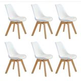 Kit Com 6 Cadeiras Leda Brancas Estofadas Elegância E Conforto Para Cozinha E Sala De Jantar