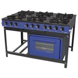 Fogão Profissional Venâncio 6 Bocas Linha Bravo Com Forno Azul Br6bfaz