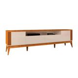 Rack Para Tv Até 75 Polegadas 2 Portas 2 Gavetas Morgan Off White E Cedro Naturale 220cm