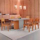 Mesa De Jantar Aspen 180cm Tampo Mdf Vidro Copper Premium Tork /nat/off/serig. Off