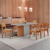 Mesa De Jantar Aspen 180cm Tampo Mdf Vidro Copper Premium Turim 07/nat/off/serig. Off