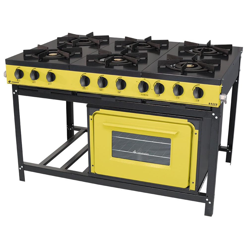 Fogão 6 Bocas Venâncio Bravo Com Forno Amarelo - Br6bfam