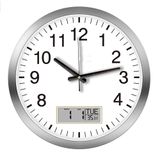 Relogio Calendario De Parede Termometro Digital Luxo Despertador Escritorio Sala Medidor Temperatura Prata