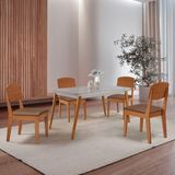 Mesa De Jantar Copper 120cm Tampo Mdf Vidro 4 Cad Copper Tork/off/naturale/serig. Off