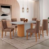 Mesa De Jantar Aspen 180cm Tampo Mdf Vidro 6 Cad Isadora Tork /nat/off/serig. Off