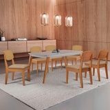 Mesa De Jantar Copper 180cm Tampo Mdf Vidro 6 Cadeiras Turim 07 /off /naturale /serig Off