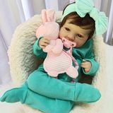Bebê Reborn Menina Olhos Abertos Artesanal Realista Cabelo Implantado Fio A Fio