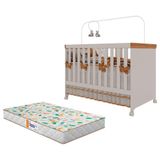 Berço Americano Mini Cama Antonella Off White Caramelo Com Colchão Gazin Canaã