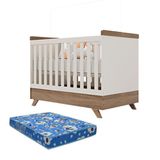 Berço Americano Retro Vitória Off White Carvalho Com Colchão Ortobom Canaã