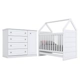 Berço Montessoriano E Cômoda Infantil Americano Branco Hp Henn