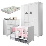 Quarto De Bebê Ane Com Berço Americano Tico Branco Brilho E Colchão Gazin Phoenix Baby
