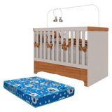Berço Americano Mini Cama Com Gaveta Antonella Off White Caramelo Com Colchão Ortobom Canaã