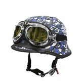 Capacete Bike/scooter Alemão Camuflado Azul Amarelo P