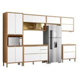 Cozinha Modulada Paola Composição 2 Carvalho Dakar Branco Brilho - Aramóveis