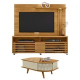 Estante Home Theater Frizz Com Mesa De Centro Indianápolis Cumaru Opala - Madetec