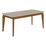 Mesa De Jantar Brenda 180x90 Com Vidro Freijó Off White Leifer Móveis
