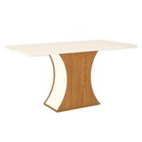 Mesa De Jantar Selena 160 Cm Tampo Arredondado Com Vidro Nature Off White Henn