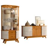 Aparador Para Sala Buffet Mônaco E Cristaleira Moss Cinamomo Off White Madetec