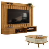 Estante Home Theater Suspenso Ímola Com Mesa De Centro Indianápolis Cumaru Opala Madetec