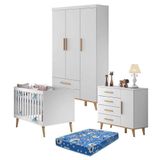 Quarto De Bebê Ludmila Branco Bétula Com Colchão Ortobom Carolina