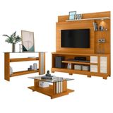 Estante Home Theater Alan Com Pés E Aparador Com Mesa De Centro Frizz Cinamomo Off White - Madetec