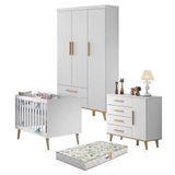 Quarto De Bebê Ludmila Branco Bétula Com Colchão Gazin Carolina