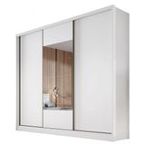 Guarda Roupa Casal Medelim 3 Portas 6 Gavetas Neve Com Espelho Novo Horizonte