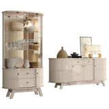 Aparador Para Sala Buffet Mônaco E Cristaleira Moss Calacata Off White Madetec