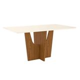 Mesa De Jantar Danielly 160 Cm Tampo Reto Com Vidro Nature Off White Henn