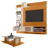 Estante Home Theater Suspenso Com Mesa De Centro Frizz Supreme Cinamomo Off White Madetec