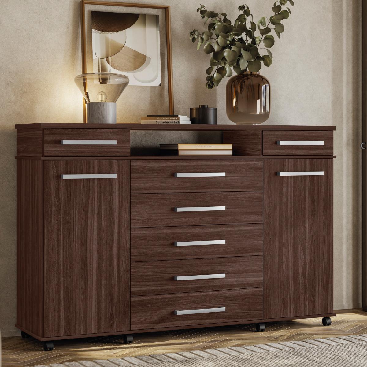 Cômoda 7 Gavetas 2 Portas London Café Touch Demóbile