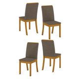 Cadeira Para Mesa De Jantar Dina Kit 04 Peças Bege Henn