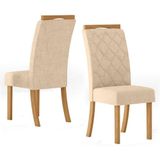 Cadeira Para Mesa De Jantar Labelle Kit 02 Peças Linho Henn