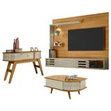 Estante Home Theater Suspenso Frizz Select Com Aparador Estoril E Mesa De Centro Indianápolis Cumaru Opala - Madetec