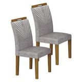 Cadeira Para Mesa De Jantar Stela Mdf Kit 2 Peças Freijó Linho Cinza Leifer Móveis