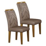 Cadeira Para Mesa De Jantar Larissa New Mdf Kit 2 Peças Freijó Joli Camurça - Leifer Móveis