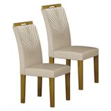 Cadeira Para Mesa De Jantar Stela Mdf Kit 2 Peças Freijó Joli Palha Leifer Móveis