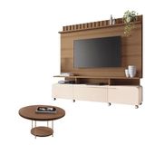 Estante Home Theater Artís Castanho Off White E Mesa De Centro Sky Castanho Hb Móveis