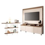 Estante Home Theater Quantum Off White Castanho E Aparador Infinity Castanho Hb Móveis