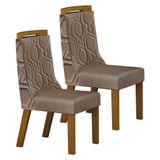 Cadeira Para Mesa De Jantar Ágata Mdf Kit 2 Peças Freijó Joli Camurça Leifer Móveis
