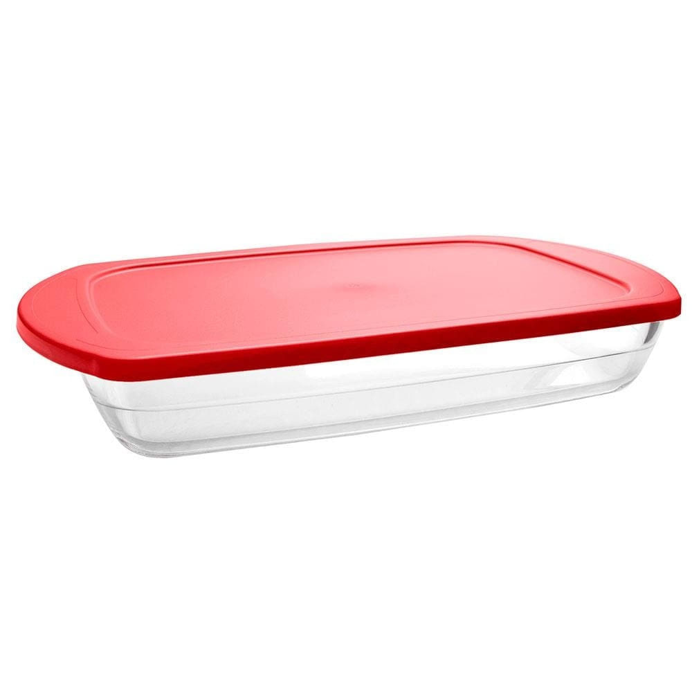 Assadeira Retangular Dynasty Em Borossilicato Com Tampa 2l